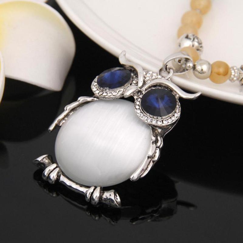 Crystal Beaded Owl Necklace - SexyBling