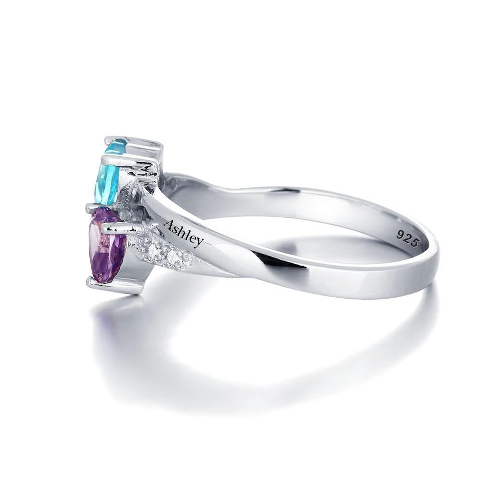 Couple Heart Birthstone Ring