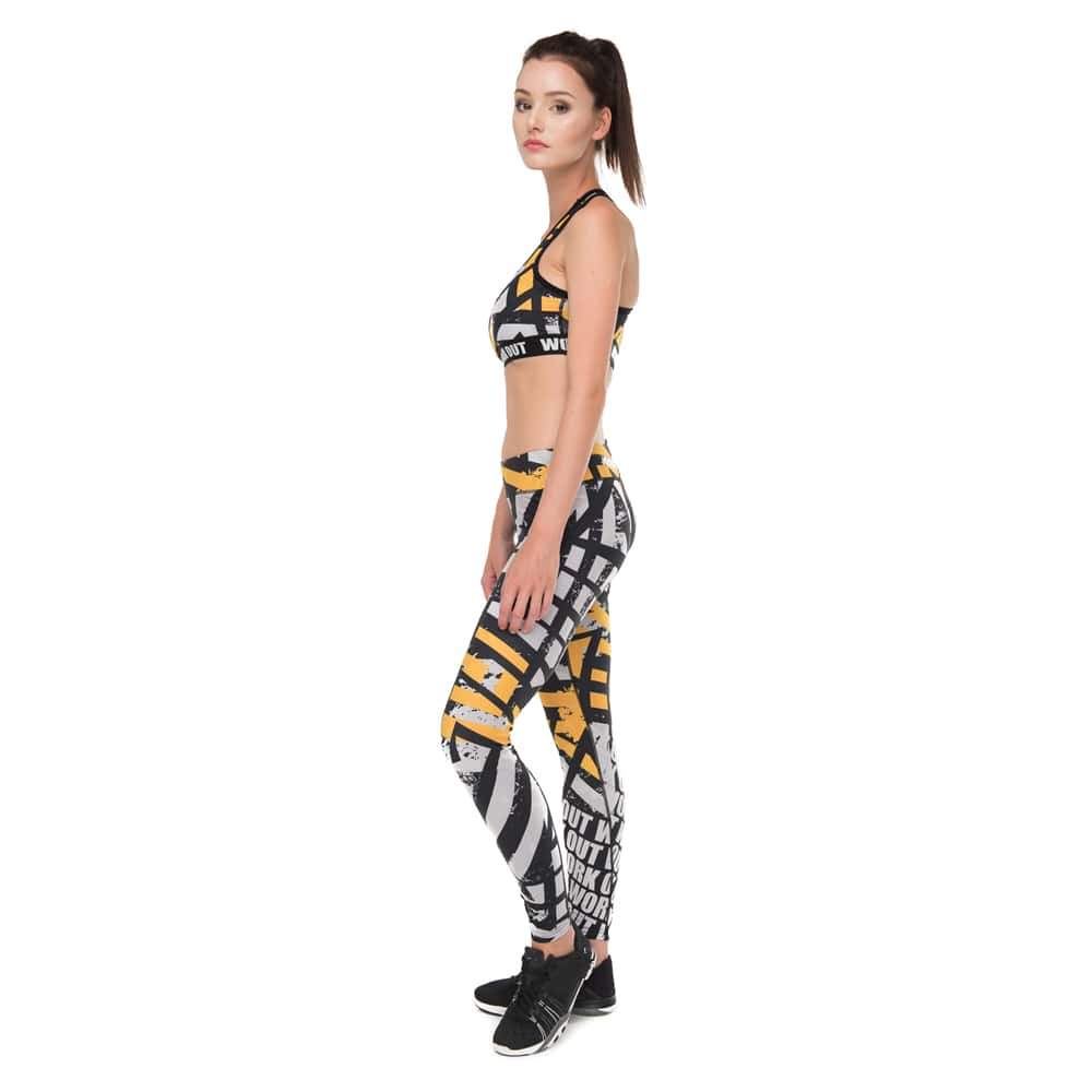 Orange Asphalt Printing Fitness Suit - SexyBling