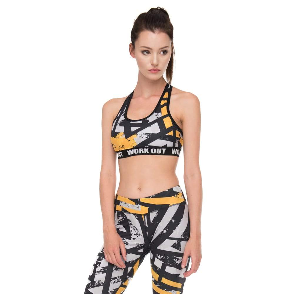 Orange Asphalt Printing Fitness Suit - SexyBling