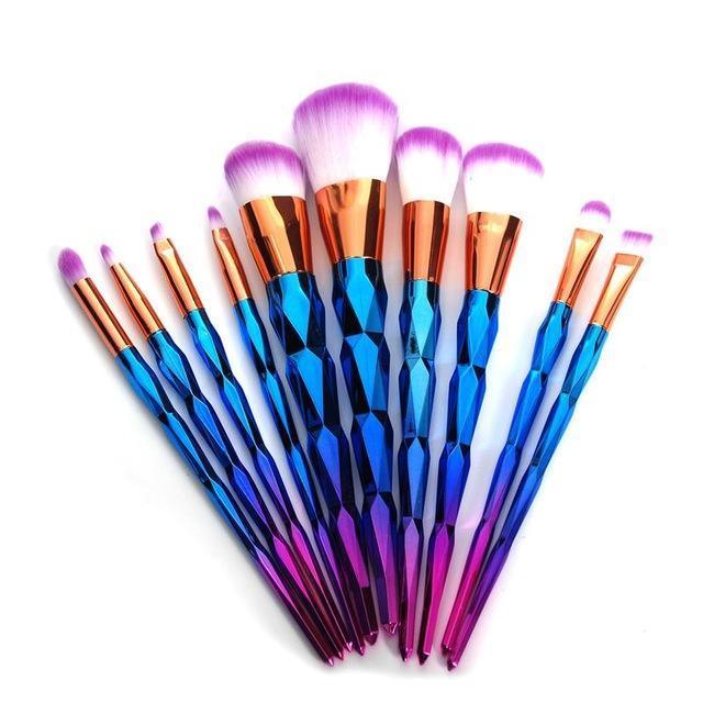 Rainbow Mermaid Makeup Brushes Set - SexyBling