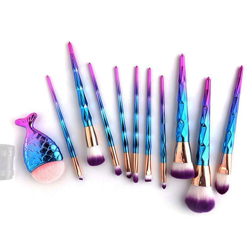 Rainbow Mermaid Makeup Brushes Set - SexyBling