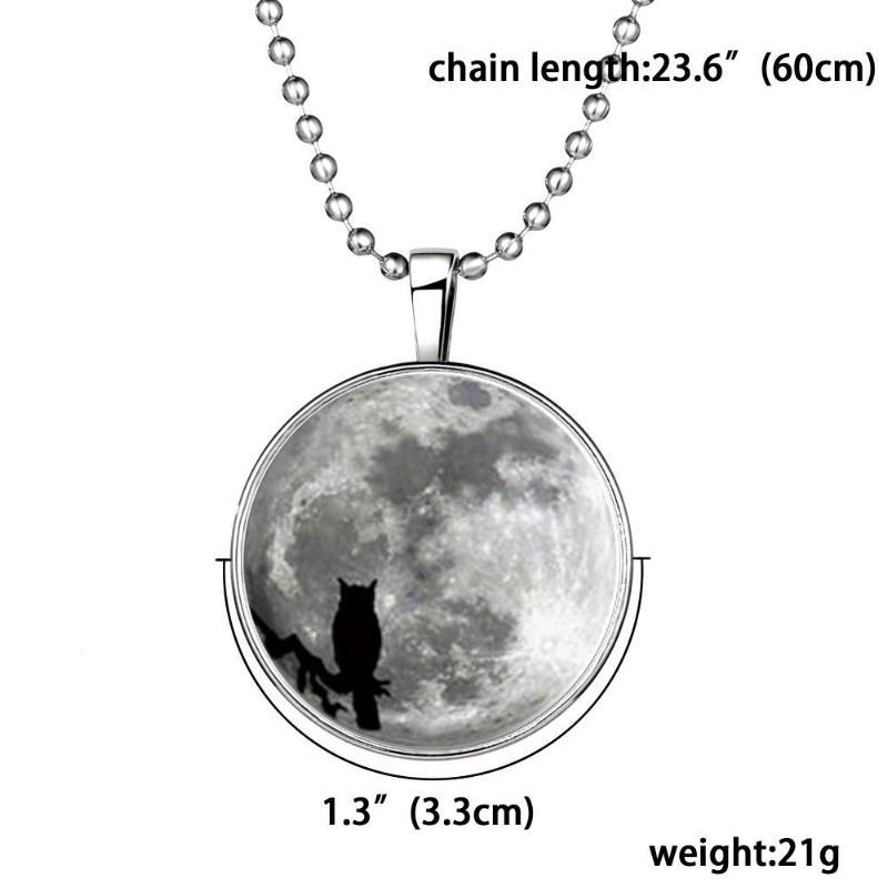 Glowing Owl And Moon Necklace - SexyBling