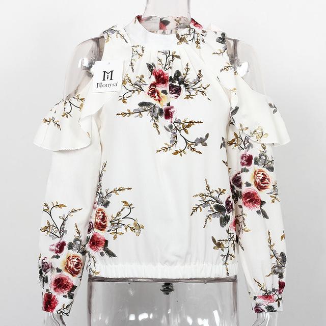 Floral Print Cold Shoulder Top