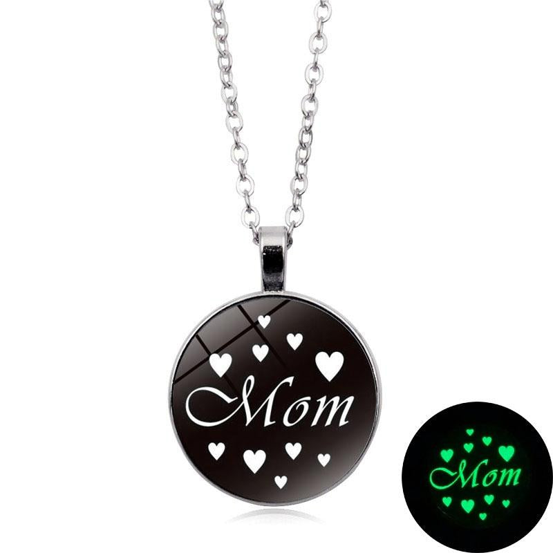 Glow in the Dark Cabochon Mom Necklace