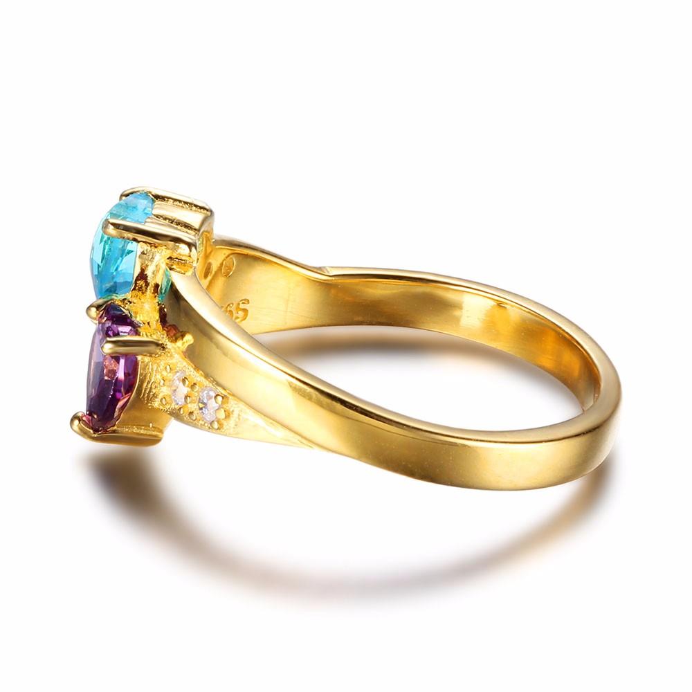 Couple Heart Birthstone Ring