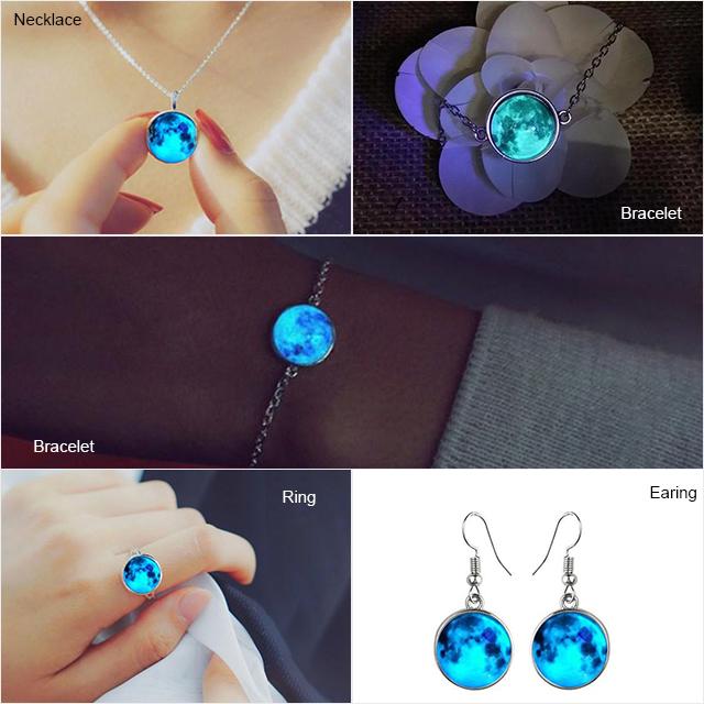Glow In The Dark Blue Moon Necklace - SexyBling