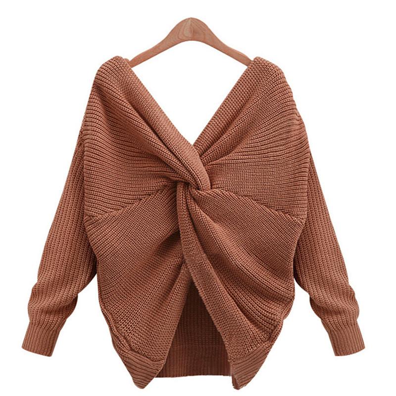 V neck twisted sweater - SexyBling