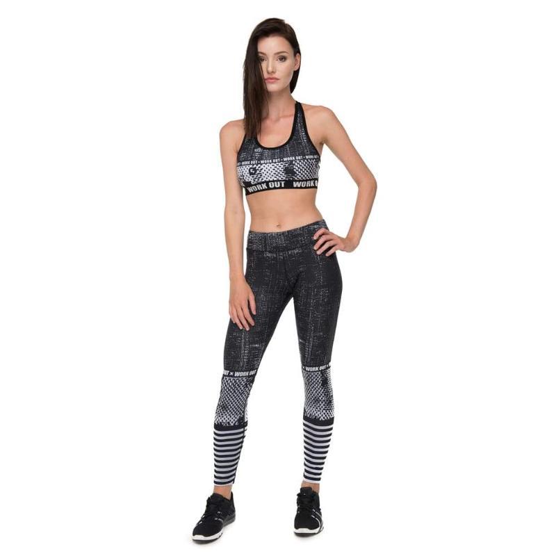 Raster Printing Gray Fitness Suit - SexyBling