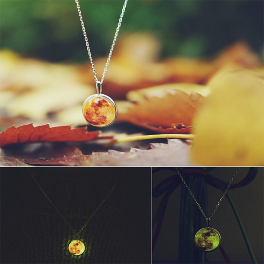 Glow In The Dark Color Moon Necklace - SexyBling