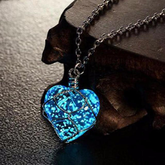 Glow In the Dark Crystal Heart Pendant - SexyBling