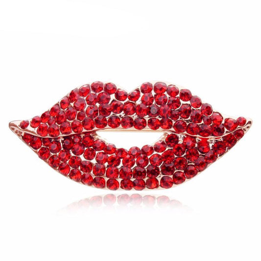 Zircon Crystal Lips Brooch - SexyBling