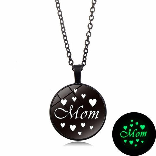 Glow in the Dark Cabochon Mom Necklace