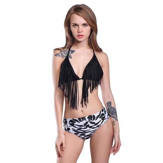 Neck Tassel Long Waist Bikini